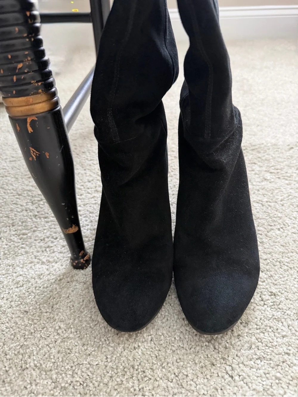 Nine West Black Suede Over-the-Knee Block Heel Boots